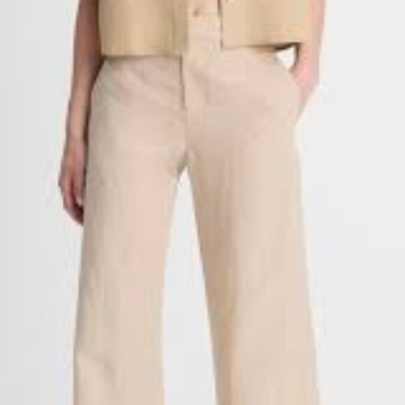 On Trend! Khaki Wide Leg Cotton Trousers - Picture 1 of 5